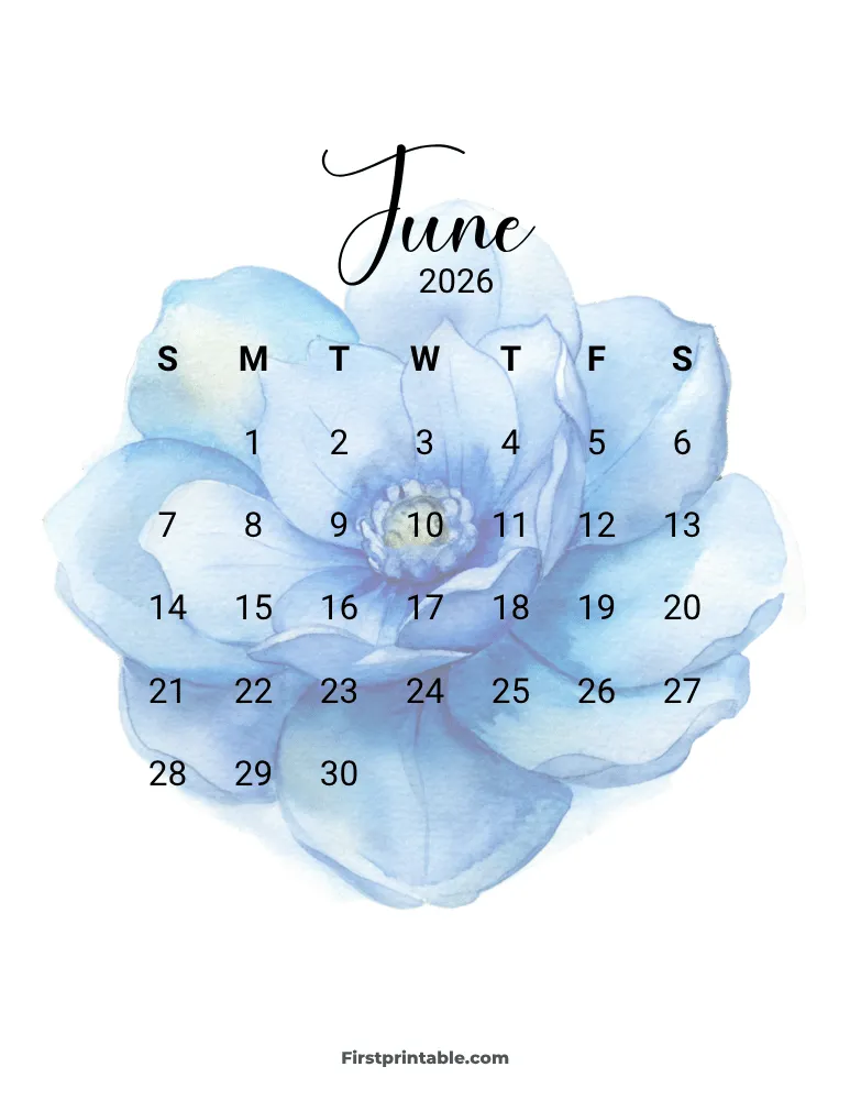 Printable June Calendar 2026 Template 12