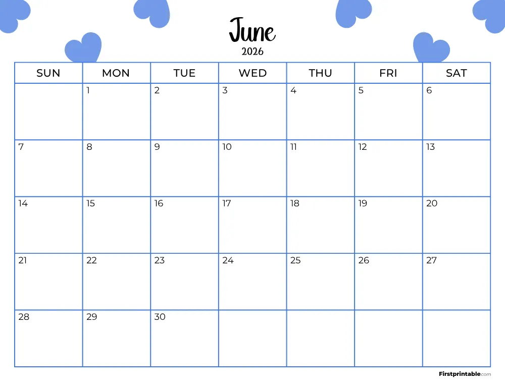 Printable June Calendar 2026 Template 17