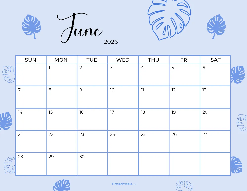 Printable June Calendar 2026 Template 19
