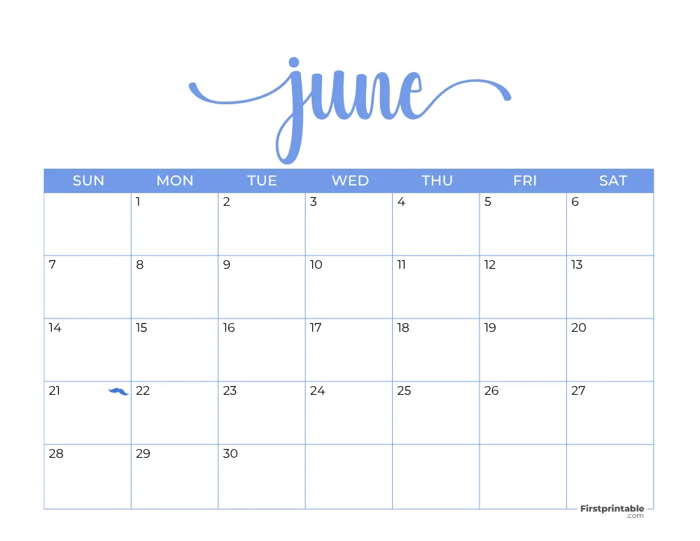 Printable June Calendar 2026 Template 21