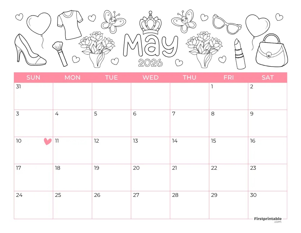 Printable May Calendar 2026 Mothers Day Template 25