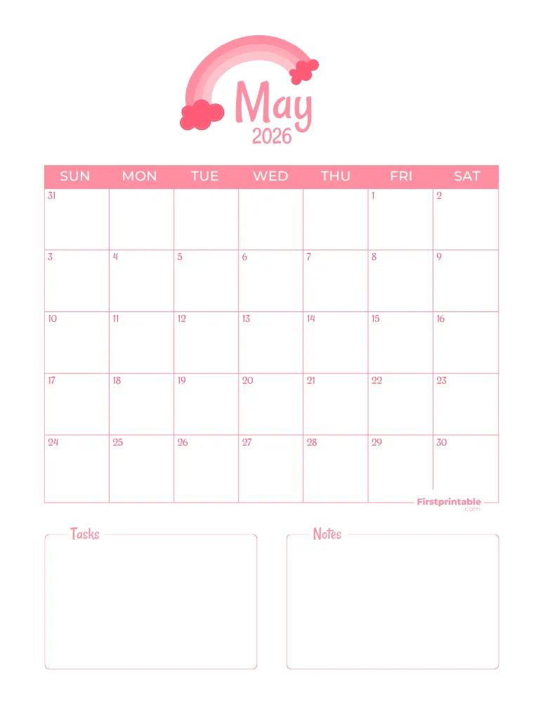 Printable May Calendar 2026 Template 03