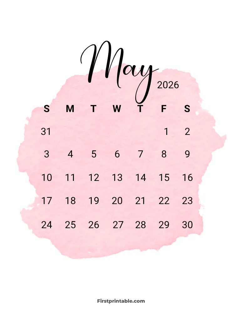 Printable May Calendar 2026 Template 11