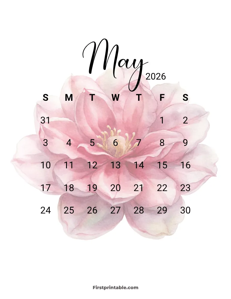 Printable May Calendar 2026 Template 12