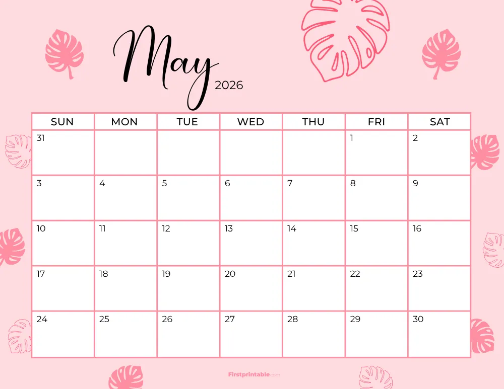 Printable May Calendar 2026 Template 19