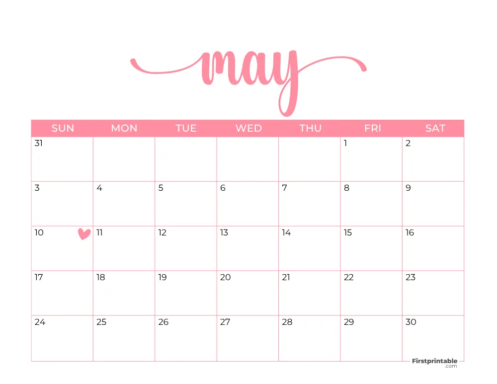 Printable May Calendar 2026 Template 21