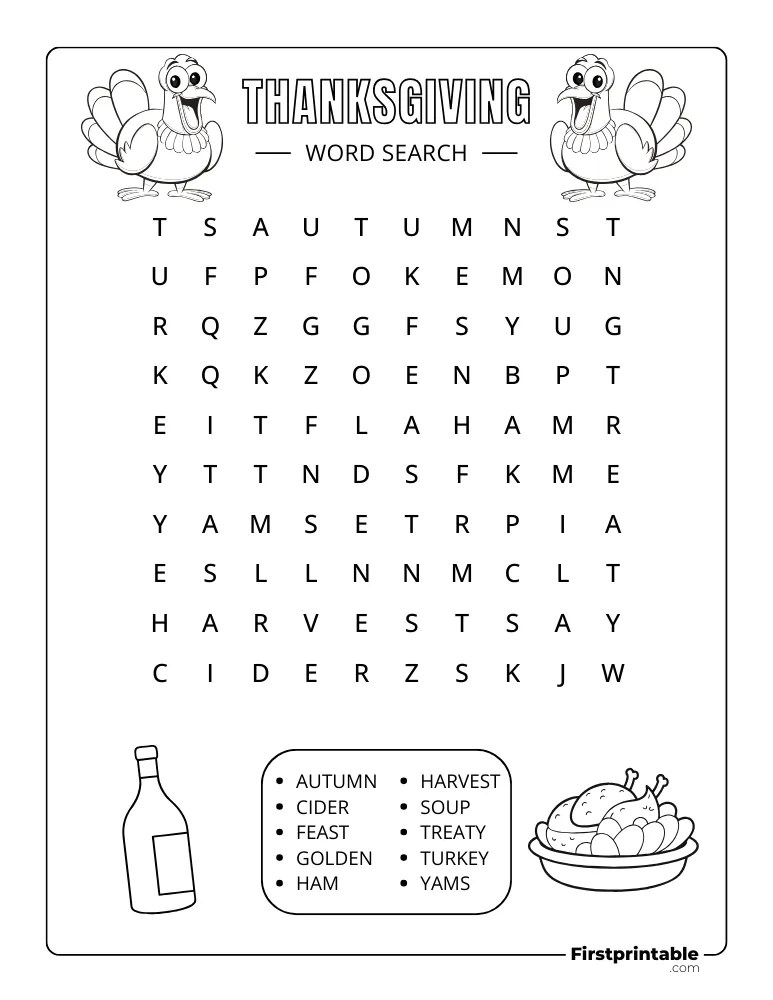 Thanksgiving Word Search - Easy 03