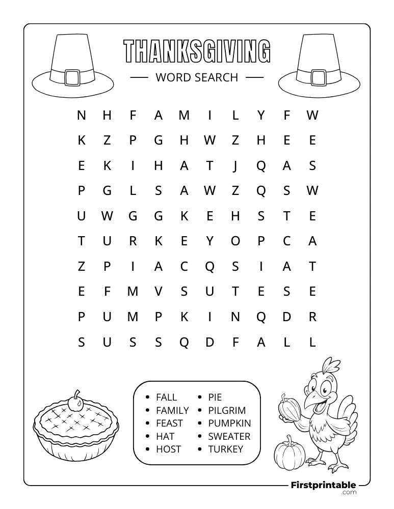 Thanksgiving Word Search - Easy 04