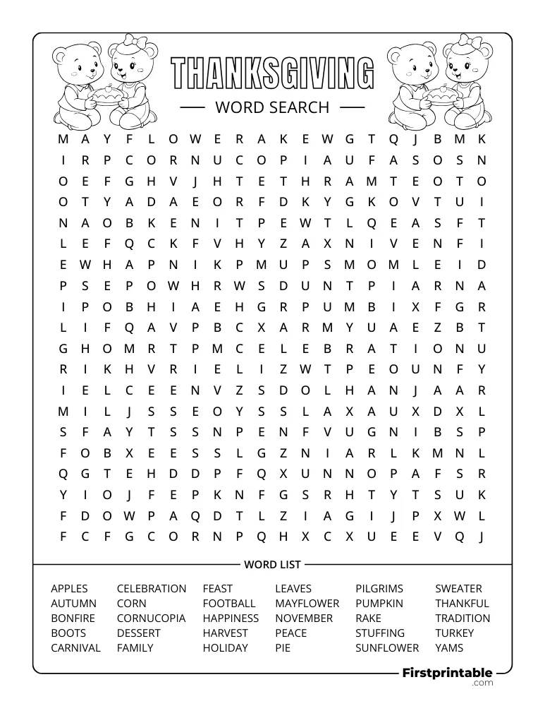 Thanksgiving Word Search - Hard 03