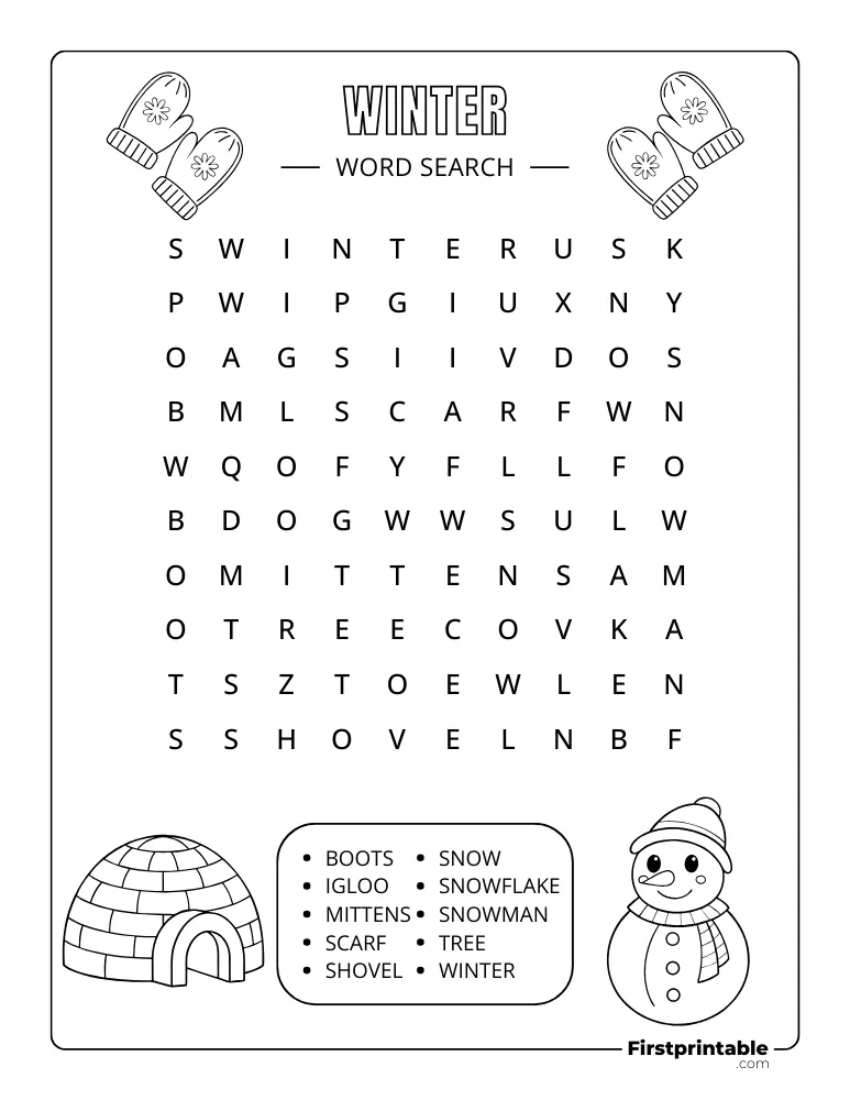 Winter Word Search - Easy 01