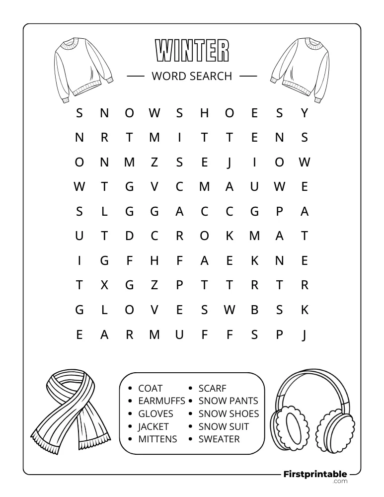 Winter Word Search - Easy 02