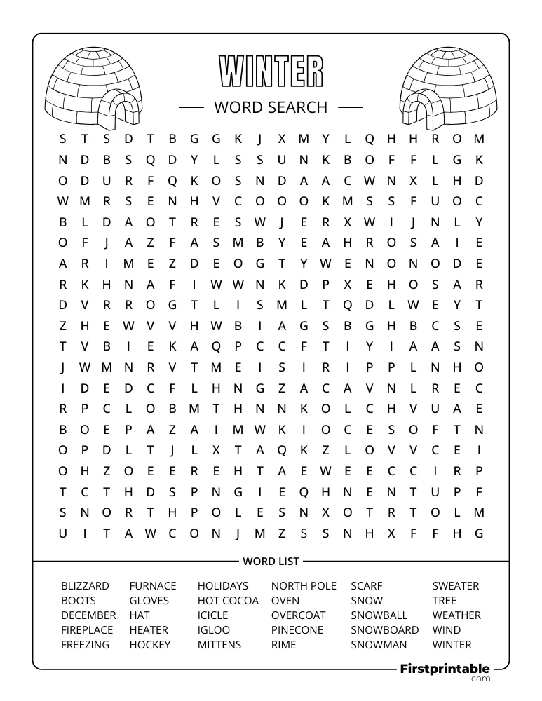 Winter Word Search - Hard 01