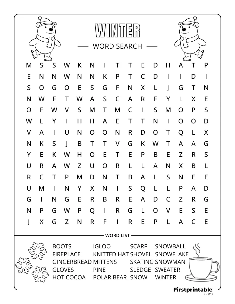 Winter Word Search - Medium 01
