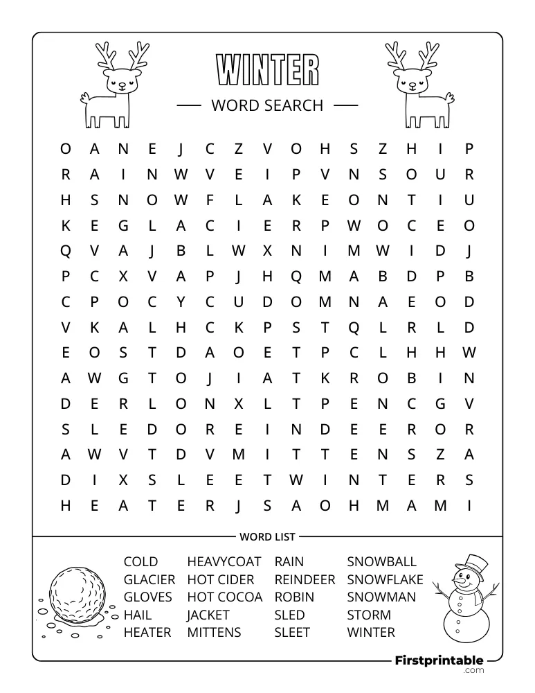 Winter Word Search - Medium 04
