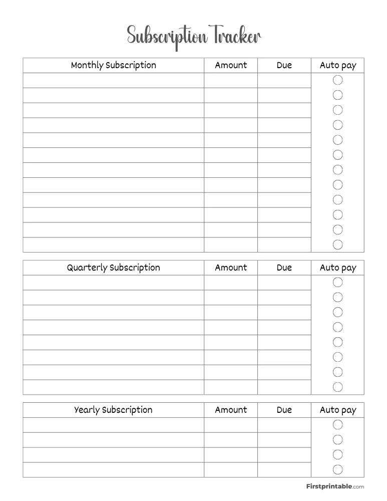 Subscription Tracker Template 03