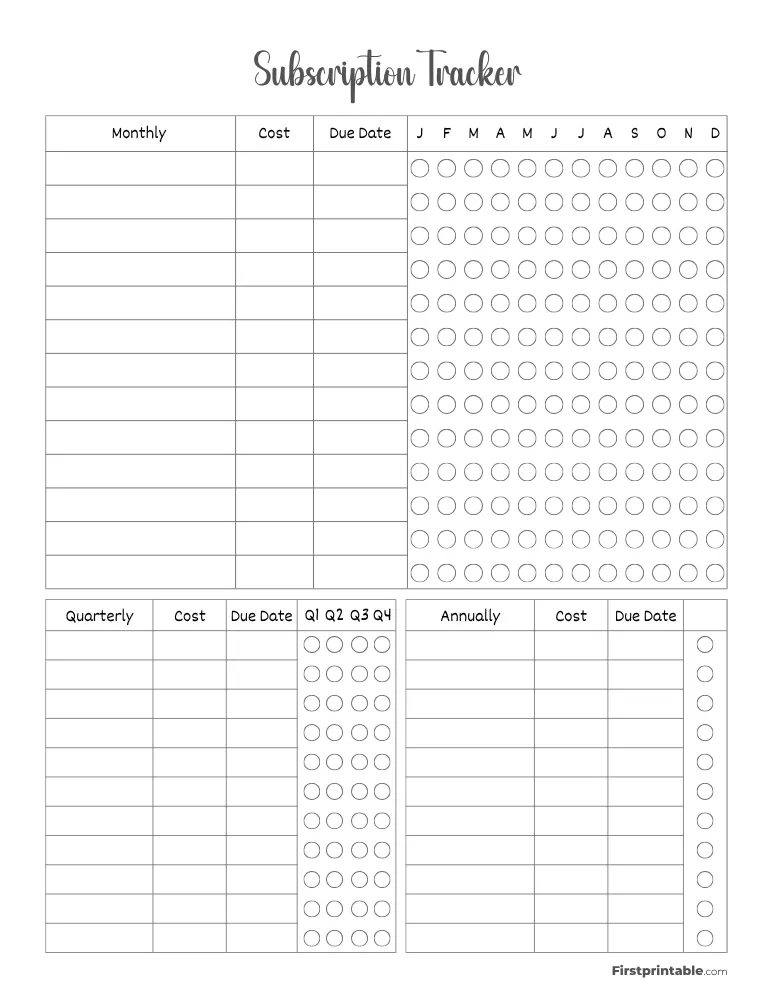 Subscription Tracker Template 05