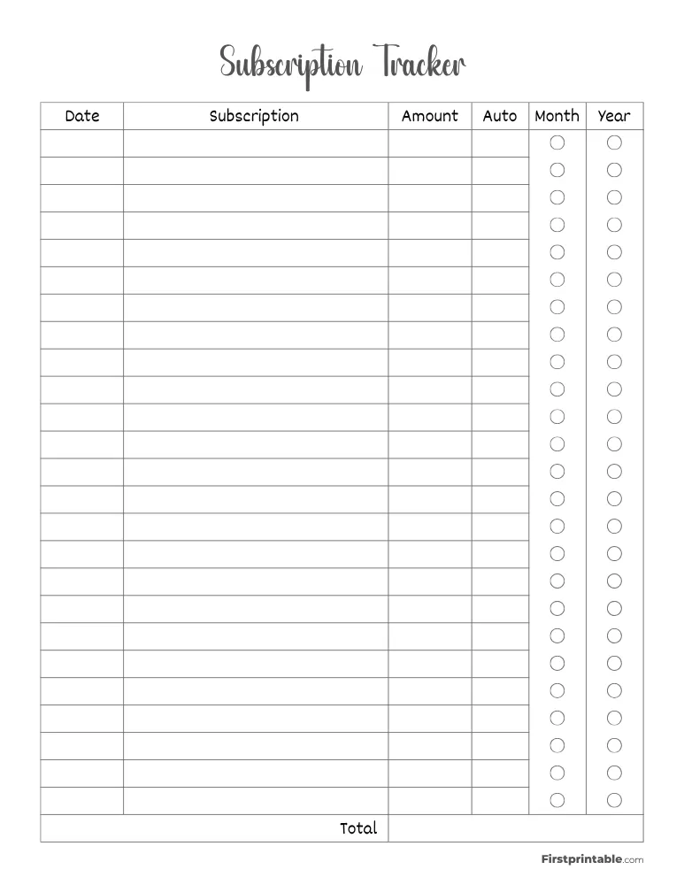 Subscription Tracker Template 08