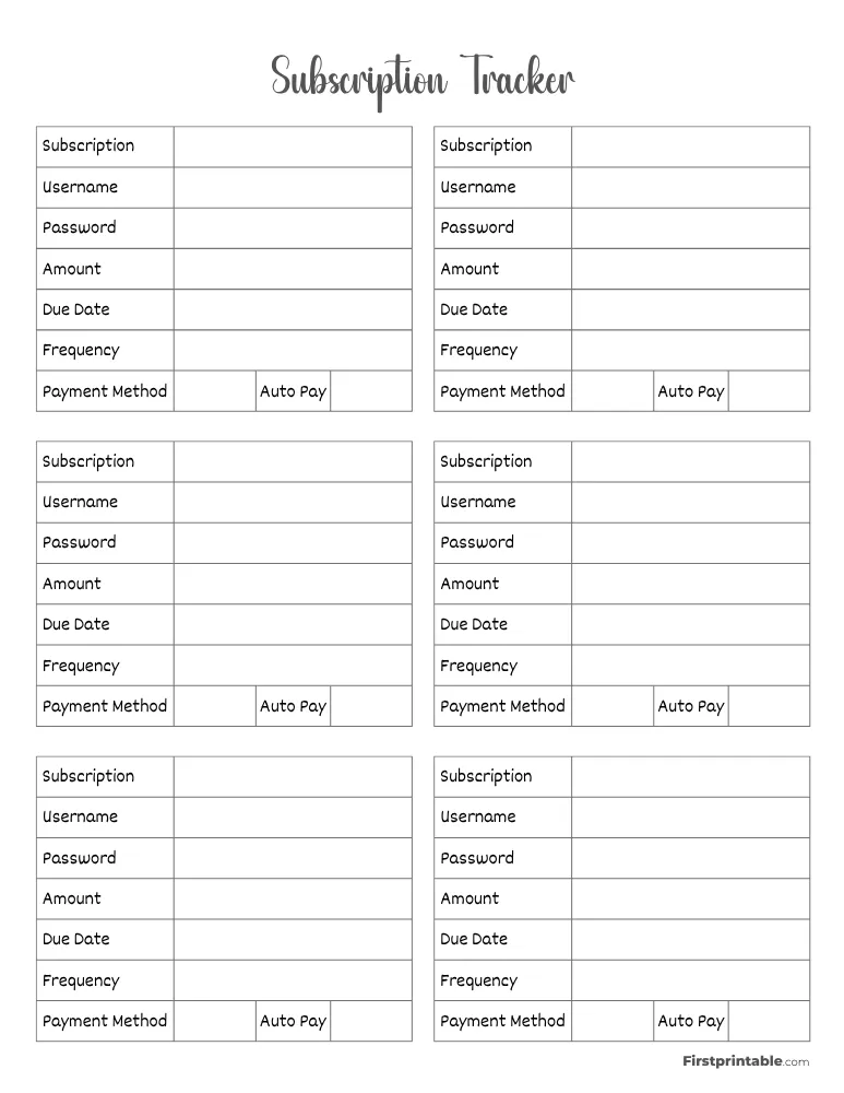 Subscription Tracker Template 10