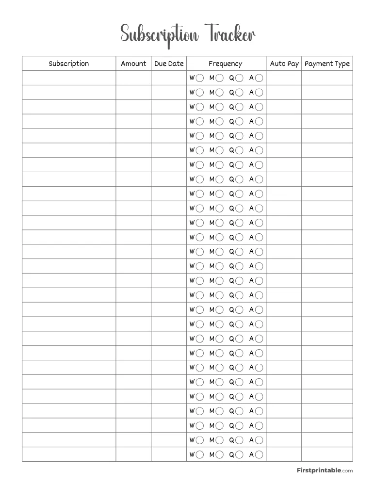 Subscription Tracker Template 11
