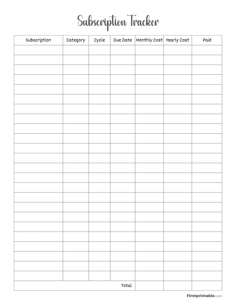 Subscription Tracker Template 12