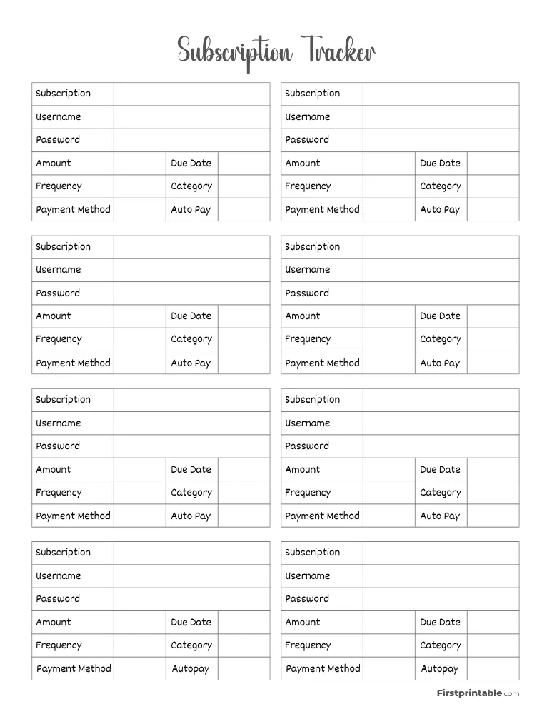 Subscription Tracker Template 13