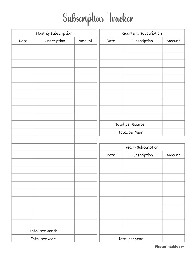 Subscription Tracker Template 14