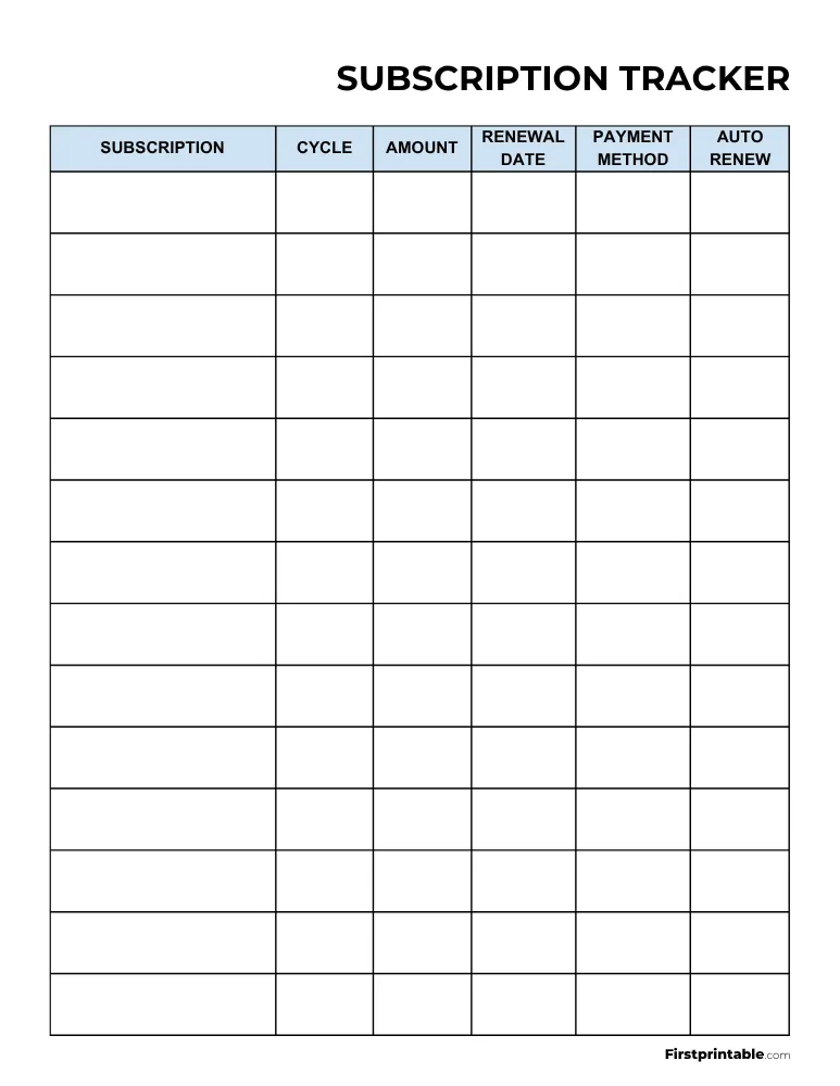 Subscription Tracker Template 15