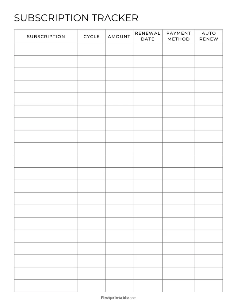 Subscription Tracker Template 16