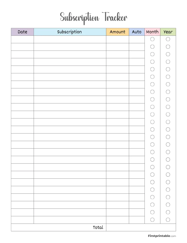 Subscription Tracker Template 18