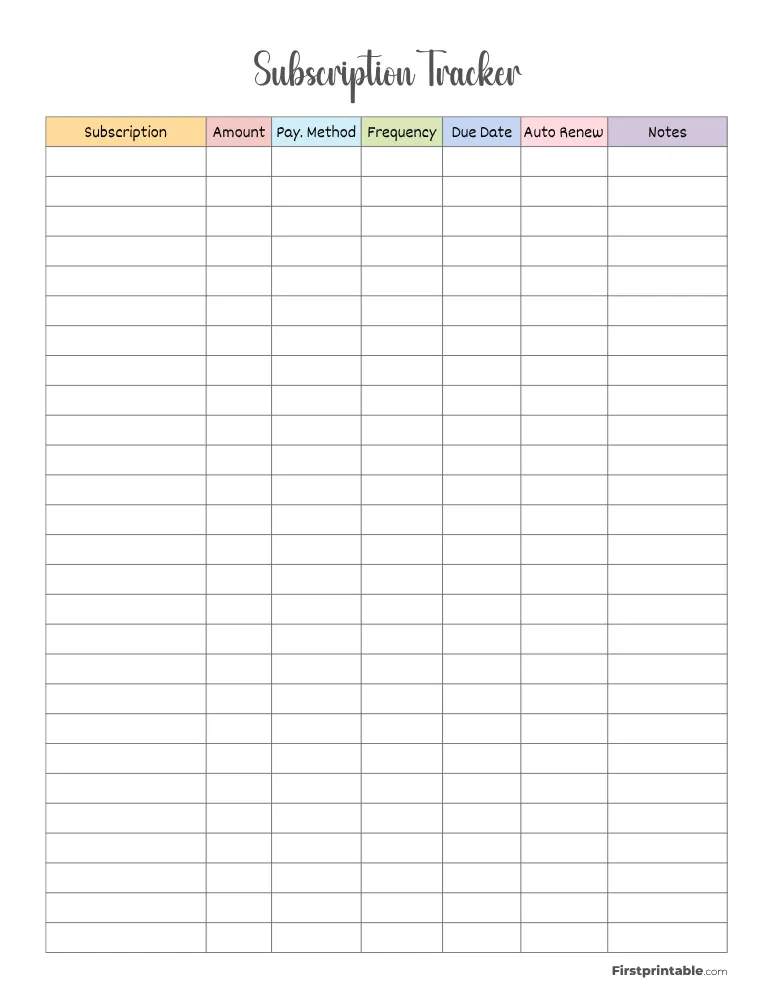 Subscription Tracker Template 19