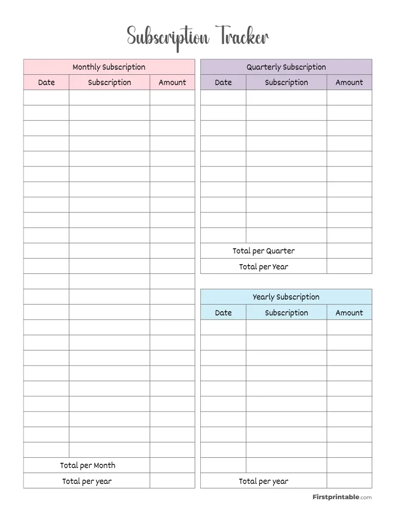 Subscription Tracker Template 20