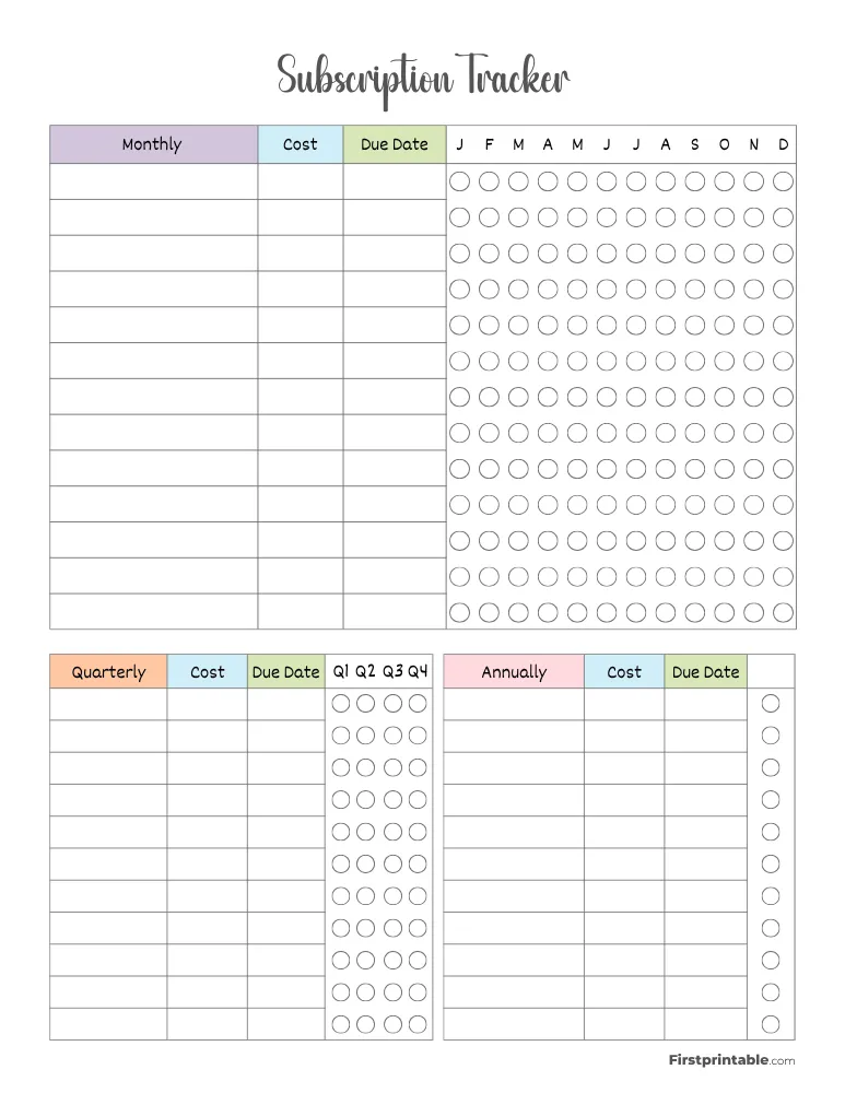 Subscription Tracker Template 21