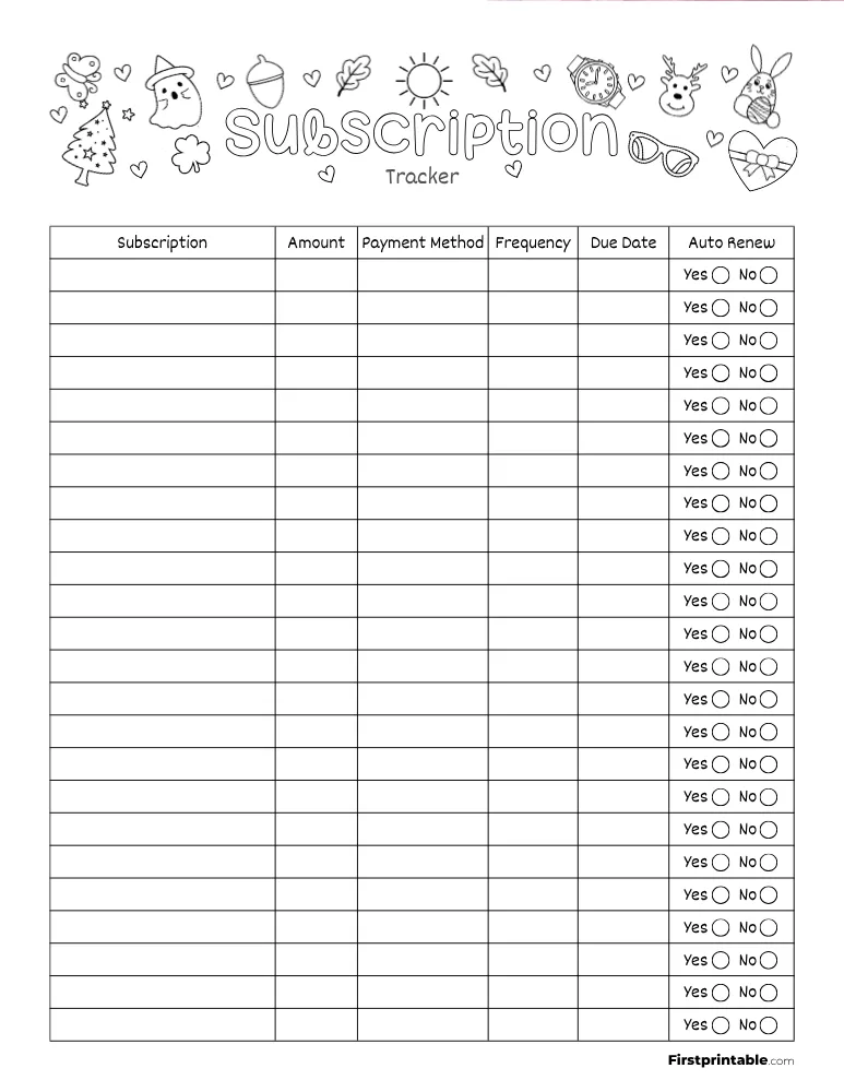Subscription Tracker Template 23