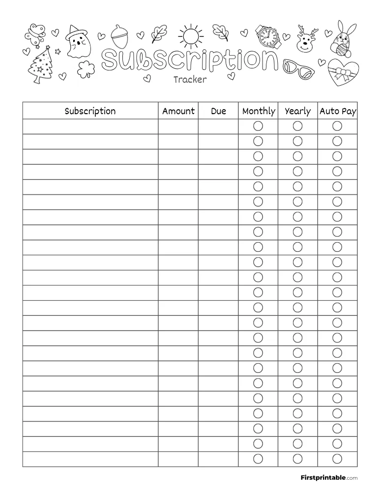 Subscription Tracker Template 24