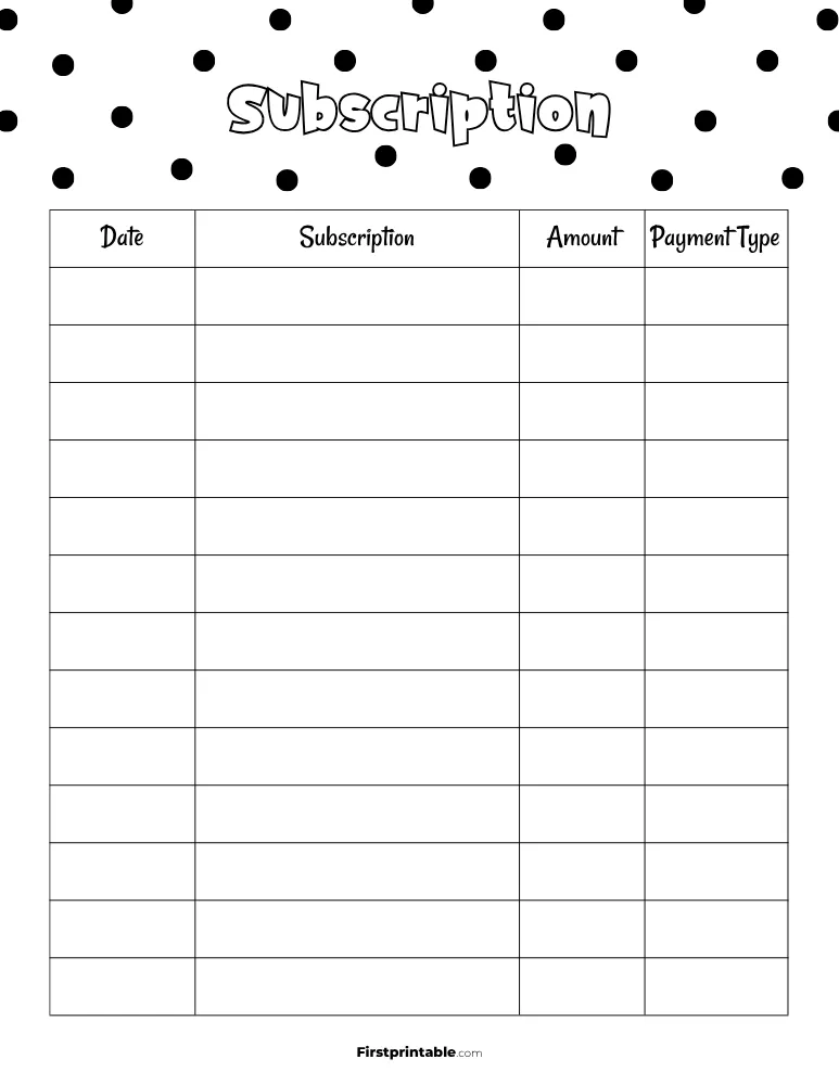 Subscription Tracker Template 26