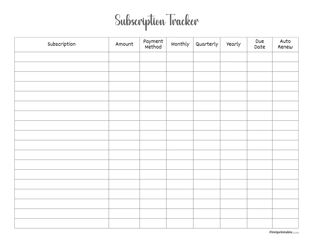Subscription Tracker Template 27