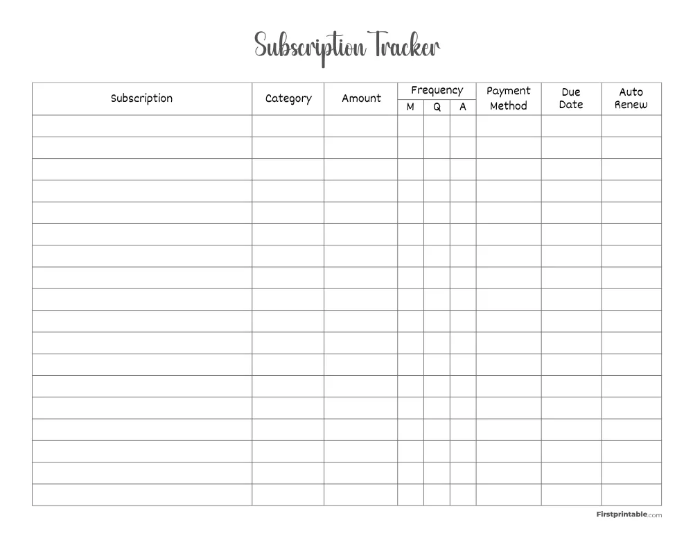 Subscription Tracker Template 28