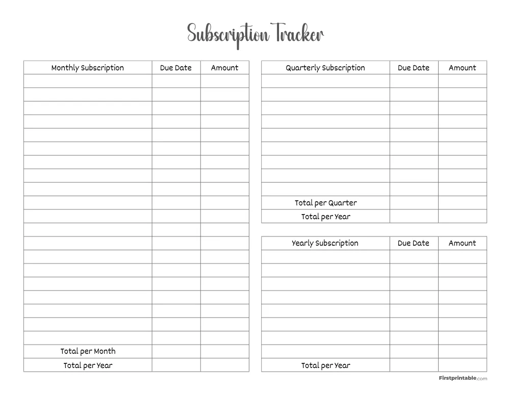 Subscription Tracker Template 30