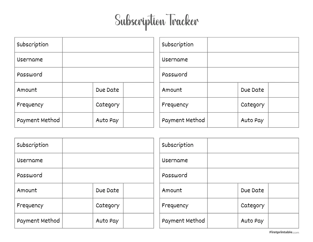 Subscription Tracker Template 31
