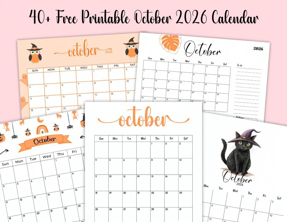40+ Free Printable October 2026 Calendar