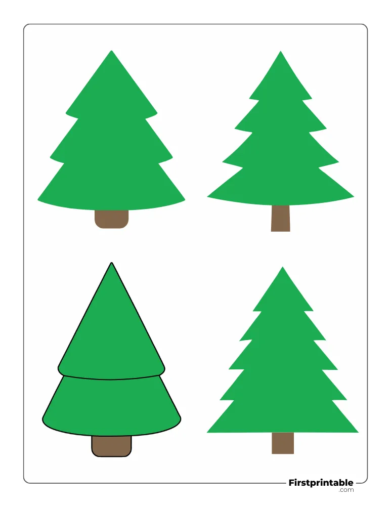 Assorted Christmas Tree Template - Small Colored