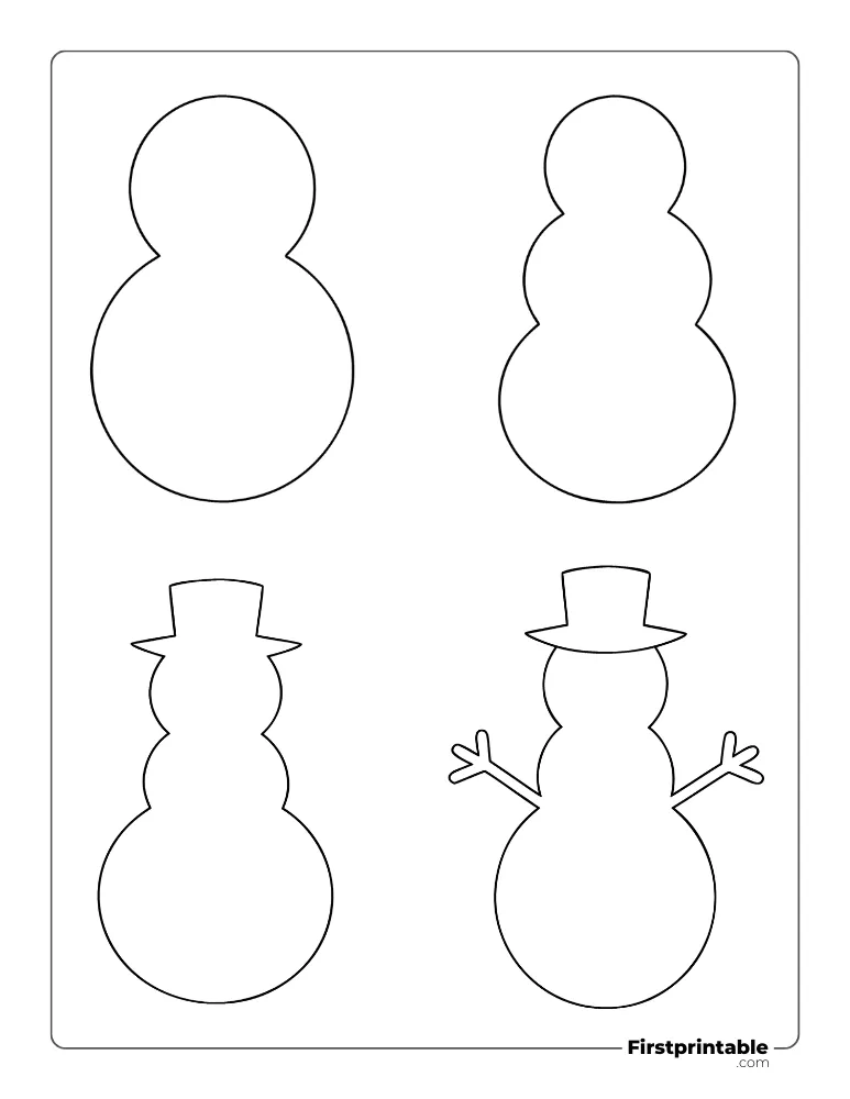 Assorted Blank Snowman Template - Small Outline