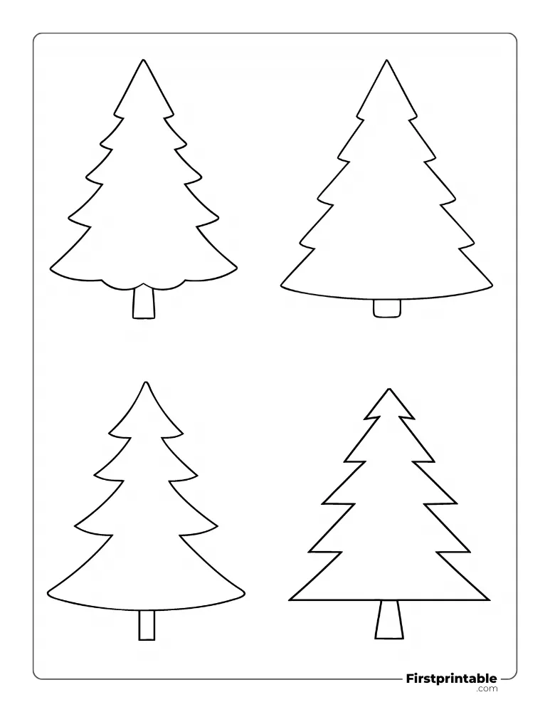 Simple Christmas Tree Template - Small Outline