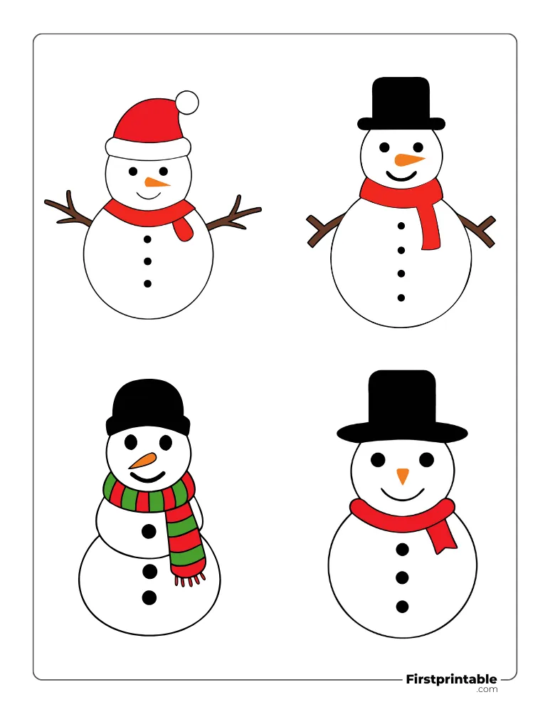 Assorted Snowman Template - Small Colored