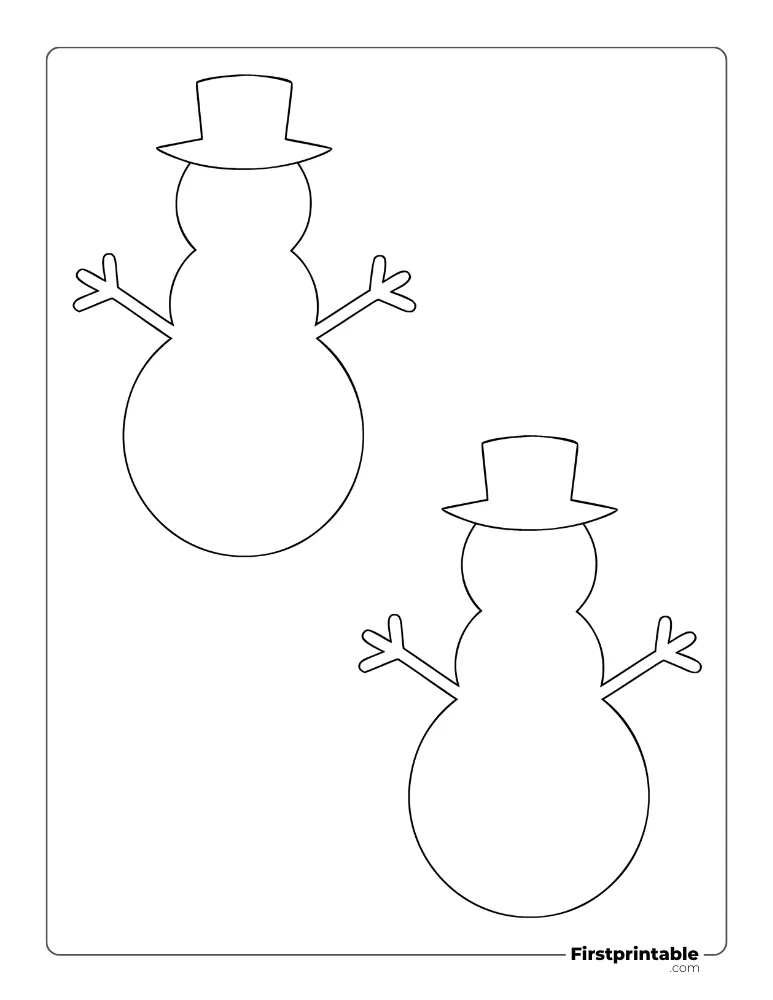 Snowman Template with Top Hat - Medium Outline