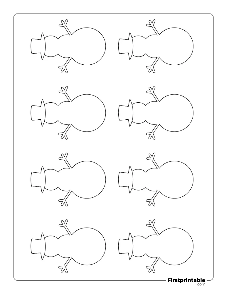 Snowman Template with Top Hat - XS Outline