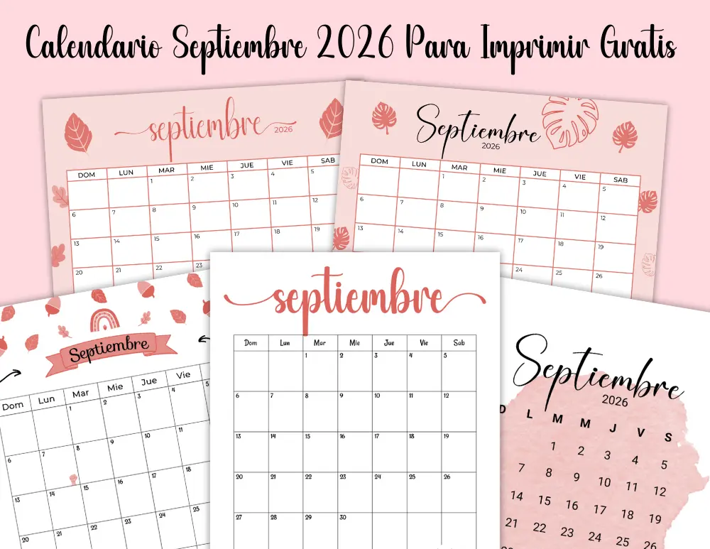 Calendario Septiembre 2026 Para Imprimir Gratis en Español