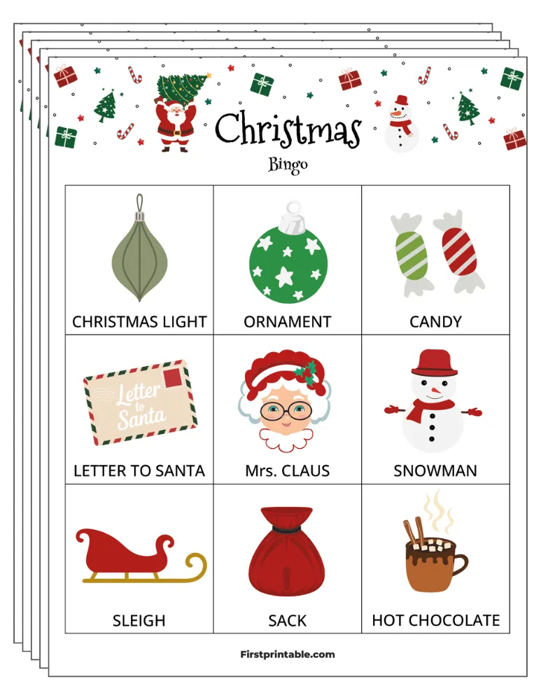 Christmas Bingo Cards 01 - 3x3 (24 Cards)