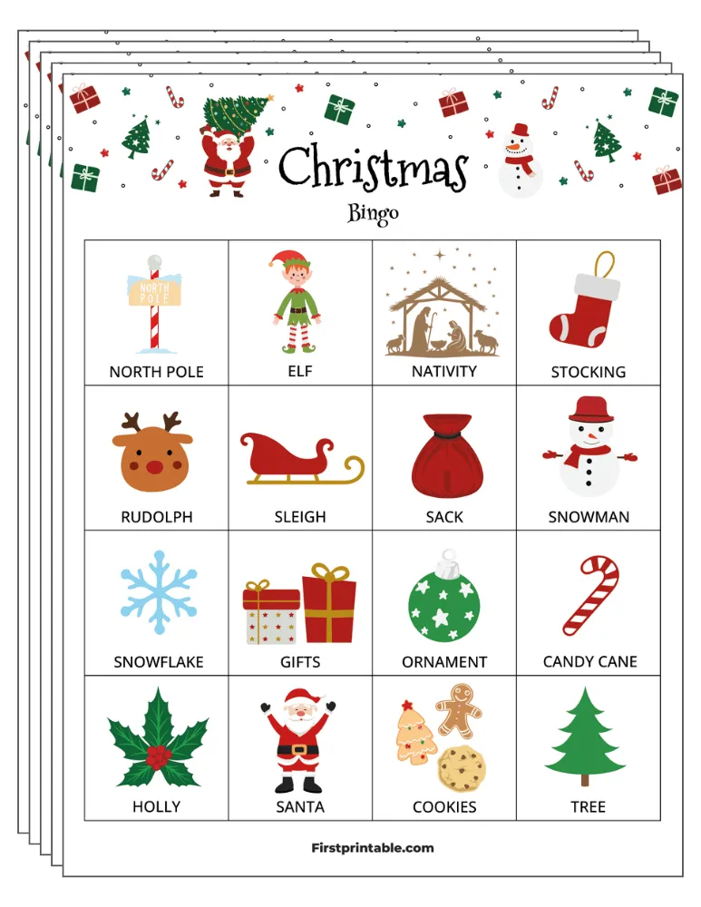 Christmas Bingo Cards 01 - 4x4 (24 Cards)