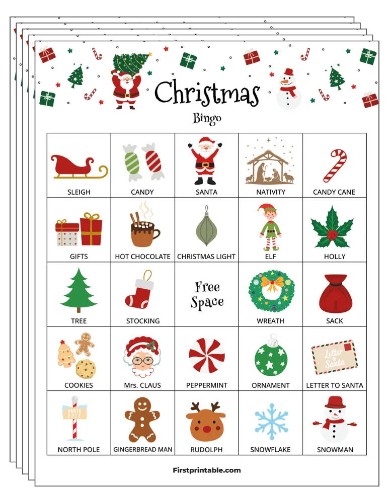 Christmas Bingo Cards 01 - 5x5 (24 Cards)